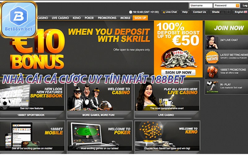 188bet nhà cái cá cược trực tuyến hót nhất 